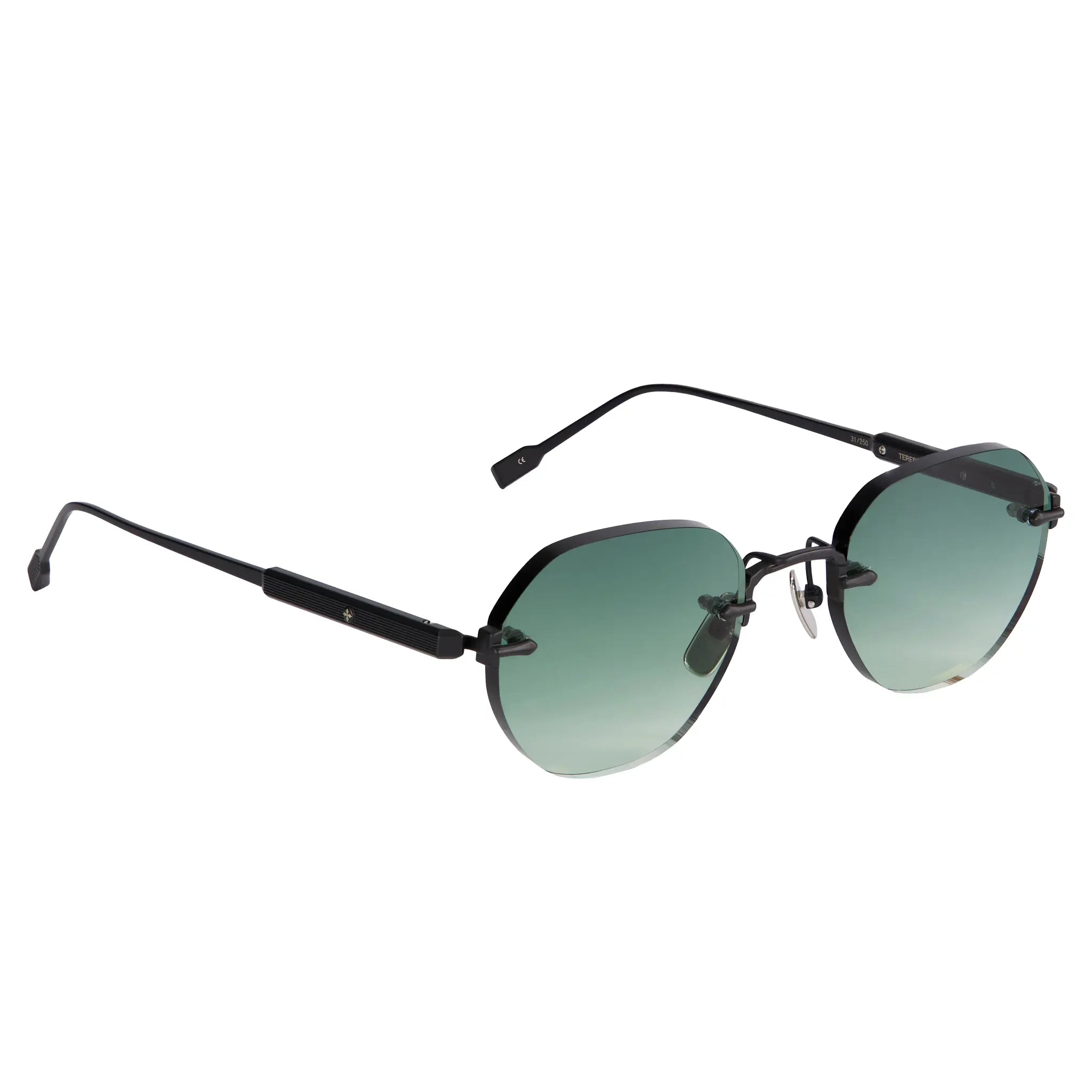 Front Side View of SATO Terebellum I-Capsule Edition Gradient Black Sunglasses